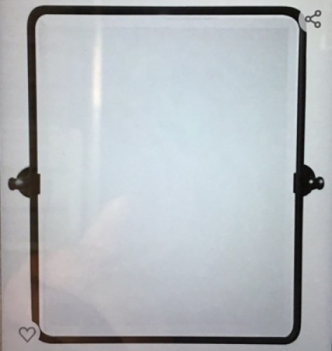 20 x24 " Farmhouse Black Metal Framed Pivot RectangleBathroom Mirror Rounded Rectangluar Tilting Beveled VanityMirrors for Wall D&eacute;cor, Like New, Retail - $118.99