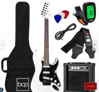 Beginner Electric Guitar Kit w/ Case, 10W Amp, Tremolo Bar - 39in, Like New, Retail - $124.99