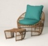 Topanga Club Chair with Ottoman - Blue/Brown- Opalhouse designed with Jungalow, Like New, Retail - $350