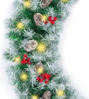 Pre-Lit Pre-Decorated Garland w/ 200 Partially Flocked Tips, 50 Lights - 9ft