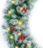 Pre-Lit Pre-Decorated Garland w/ 200 Partially Flocked Tips, 50 Lights - 9ft