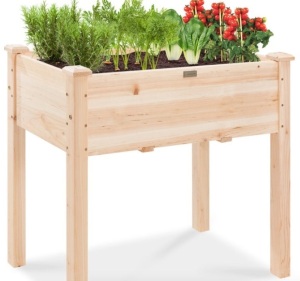 Raised Garden Bed, Elevated Wood Garden Planter Stand, 34x18x30in