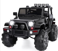 12V Kids Ride-On Truck Car Toy w/ 3 Speeds, LED, Remote, Bluetooth, Black