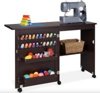 Folding Sewing Table Multipurpose Craft Station & Side Table w/ Wheels