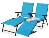 Set of 2 Outdoor Patio Chaise Recliner Lounge Chairs w/ Rust-Resistant Frame, Appears New