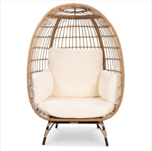 Wicker Egg Chair Oversized Indoor Outdoor Patio Lounger, Appears New, Retail $449.99