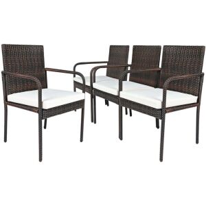 Set of (4) Patio Rattan Dining Chairs