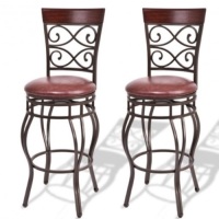 360 Degree Swivel Bar Stools Set Of 2 With Leather Padded Seat, Missing Hardware, Box Damaged, Ecommerce Return
