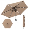 Outdoor Solar Patio Umbrella w/ Push Button Tilt, Crank Lift - 7.5ft, Appears New