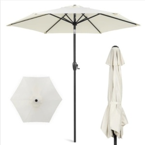 Outdoor Market Patio Umbrella w/ Push Button Tilt, Crank Lift - 7.5ft, Appears New