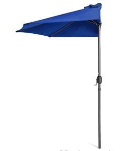 9ft Steel Half Patio Umbrella for Backyard, Appears New