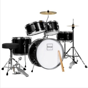 Kids Beginner All Wood Acoustic Drum Kit Starter Set w/ Stool, Drumsticks, Appears New