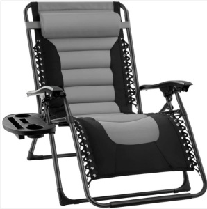 Oversized Padded Zero Gravity Chair, Folding Recliner w/ Headrest, Side Tray, Appears New