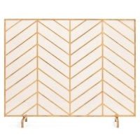 Single Panel Iron Chevron Fireplace Screen w/ Antique Finish - 38x31in