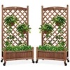 Set of 2 Wood Planter Box & Lattice Trellis w/ Optional Wheels - 48in