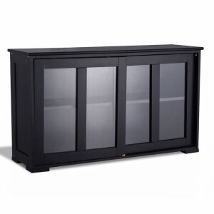 Storage Cabinet with Glass Sliding Door