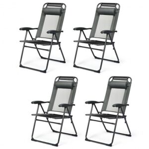 Set of (4) Folding Patio Chairs with Headrest