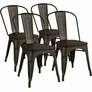 Set of (4) Tolix Style Metal Dining Chairs