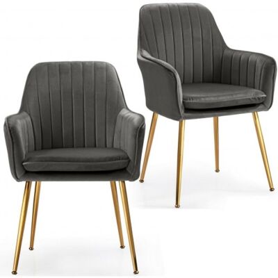 Accent Upholstered Arm Chair with Steel Gold Legs