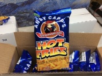 Lot of (3) Cases of Andy Capp's Hot Fries, Best By 07/14/21, 3 oz Bags, 7 Per Case - Appear New