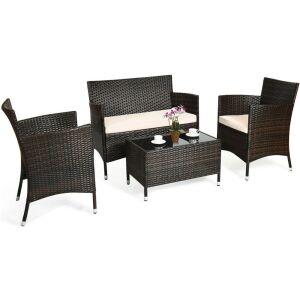 4-Piece Patio Rattan Furniture Set