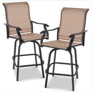Set of 2 Swivel Barstools w/ 360 Rotation, All-Weather Mesh, Appears New