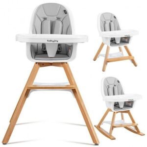 3-in-1 Convertible Wooden Baby High Chair