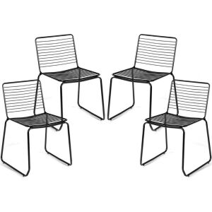 Set of (4) Stackable Metal Dining Chairs