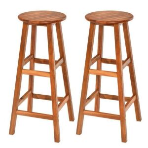 Set of (2) 30" Acacia Wood Barstools