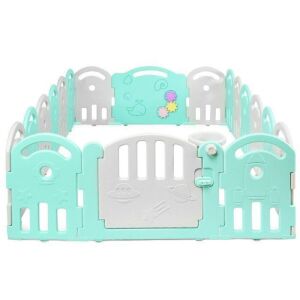 18-Panel Baby Playpen with Music Box and Basketball Hoop