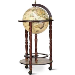 17" Italian Style Wooden Globe Bottle Rack