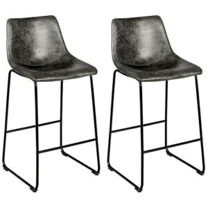 Set of (2) Faux Suede Barstool Chairs