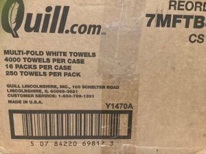 Case of (4000) Multi-Fold White Paper Towels