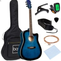 Full Size Beginner Acoustic Guitar Set with Case, Strap, Capo - 41in, Blue