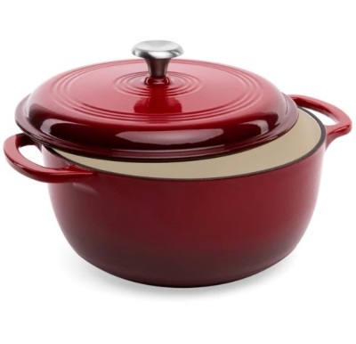 6qt Non-Stick Enamel Cast-Iron Dutch Oven Kitchen Cookware w/ Side Handles, Appears New