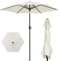 Outdoor Market Patio Umbrella w/ Push Button Tilt, Crank Lift - 7.5ft, Cream