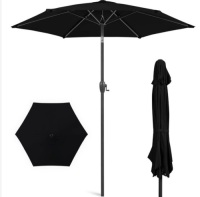 Outdoor Market Patio Umbrella w/ Push Button Tilt, Crank Lift - 7.5ft, Black