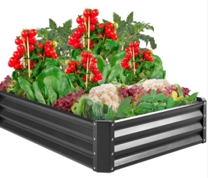 Outdoor Metal Raised Garden Bed for Vegetables, Flowers, Herbs