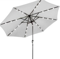 Solar LED Lighted Patio Umbrella w/ Tilt Adjustment, UV-Resistance - 10ft, Fog Gray