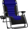 Oversized Padded Zero Gravity Chair, Folding Recliner w/ Headrest, Side Tray, Blue/Black