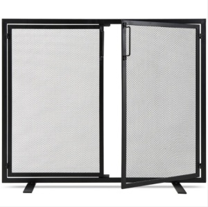 2-Door Wrought Iron Fireplace Screen w/ Magnetic Doors - 38.5x41in, Appears New