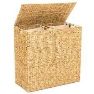 Double Laundry Hamper Basket w/ Easy Assembly, Liner Bag