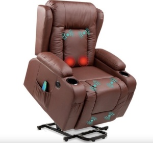 Electric Power Lift Recliner Massage Chair w/ Heat, USB Port, Cupholders