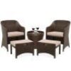 5-Piece Outdoor Wicker Bistro Set w/ Side Storage Table, No Assembly
