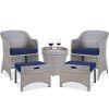 5-Piece Outdoor Wicker Bistro Set w/ Side Storage Table, No Assembly