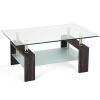 Tempered Glass Coffee Table with Shelf