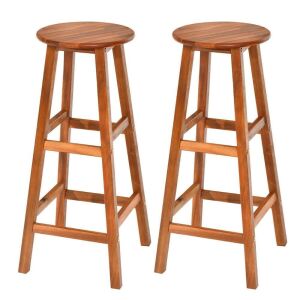 Set of (2) 30" Acacia Wood Barstools