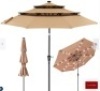 3-Tier Solar Patio Umbrella w/ LED Lights, Tilt Adjustment, Crank - 10ft, Like New, Retail - $99.99