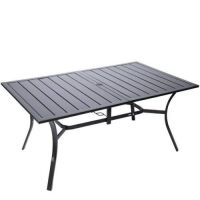 Luckyberry 60" x 38" Metal Patio Dining Table with Umbrella Hole&nbsp;