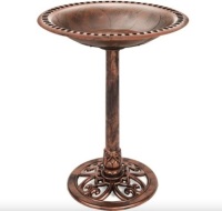 Vintage Outdoor Garden Bird Bath w/ Fleur-de-Lis Accents